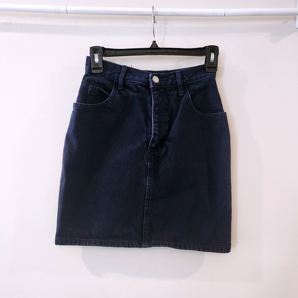 VINTAGE GUESS JEANS Denim Mini Skirt Dark Blue George Marciano Size 27‎